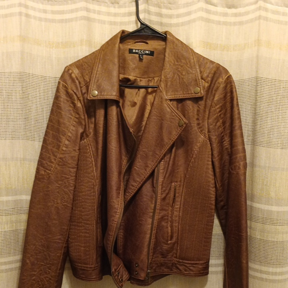 Baccini Women's Brown Faux Leather Jacket